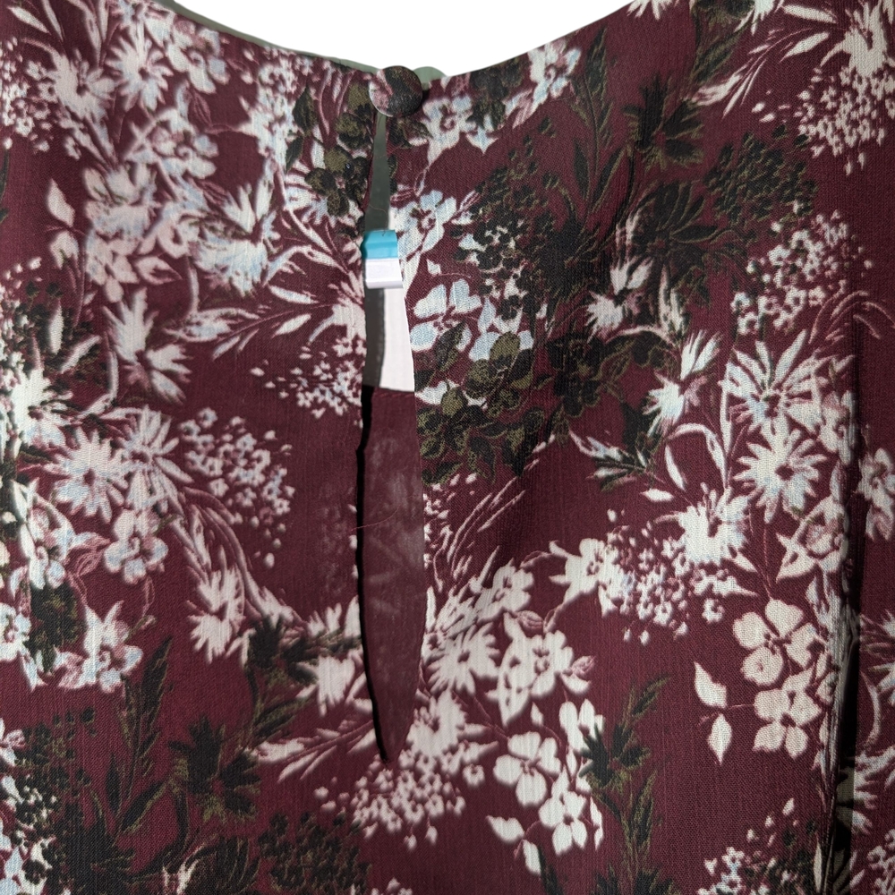 LAUNDRY BY SHELLI SEGAL WOMEN'S FLORAL SHIRRED SLEEVES AND SMOCKED WAIST SIZE M - Picture 11 of 11
